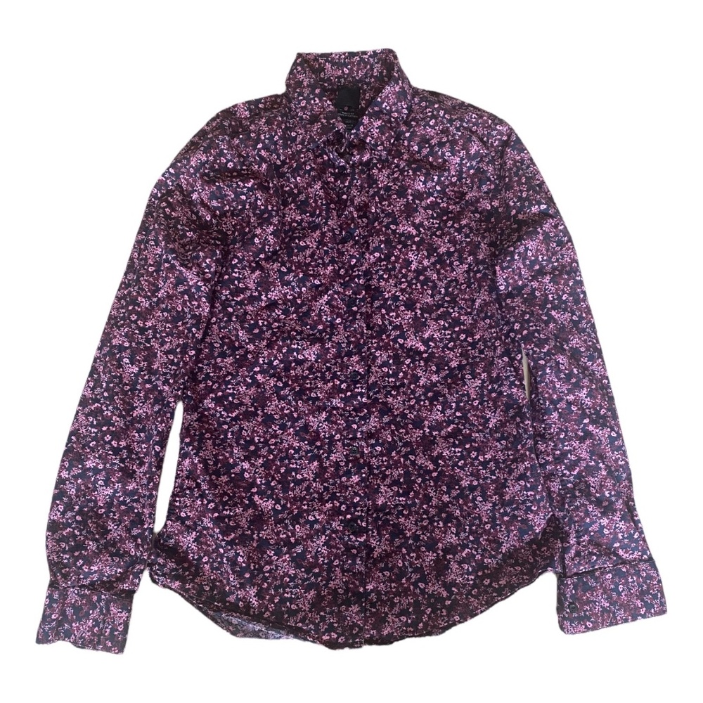 H&M Mens Button-Up Shirt Long Sleeve Size Small Multicolor Floral Cotton Blend